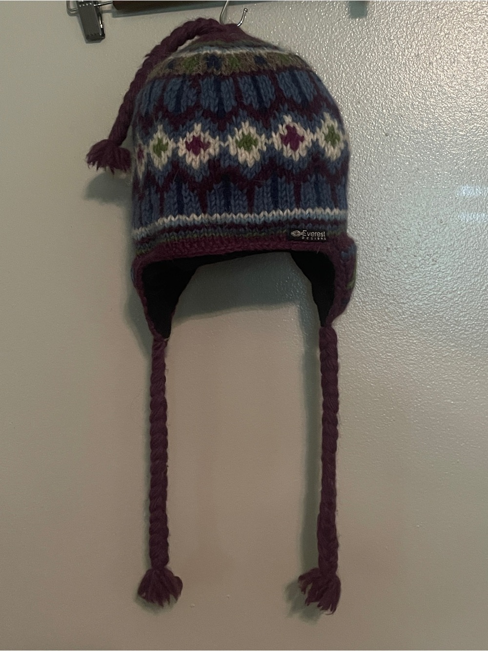 Everest Designs Purple and Blue Fair Isle Earflap Hat
